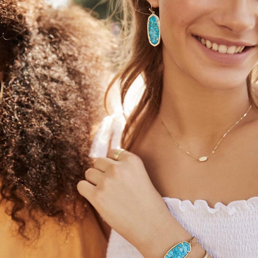 Kendra Scott Gold and Turquoise Mosaic Earrings - Picture 2 of 2